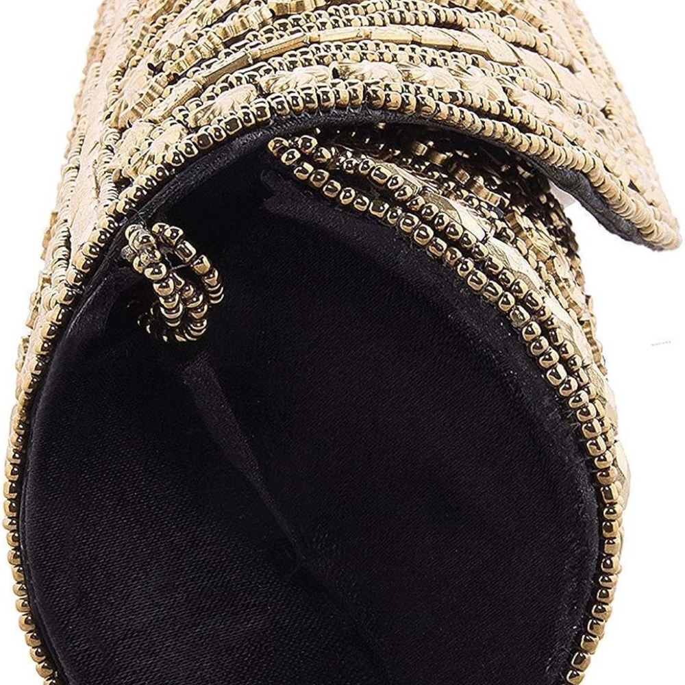Chic Black and Gold Beaded Clutch / Purse - Picture 5 of 6